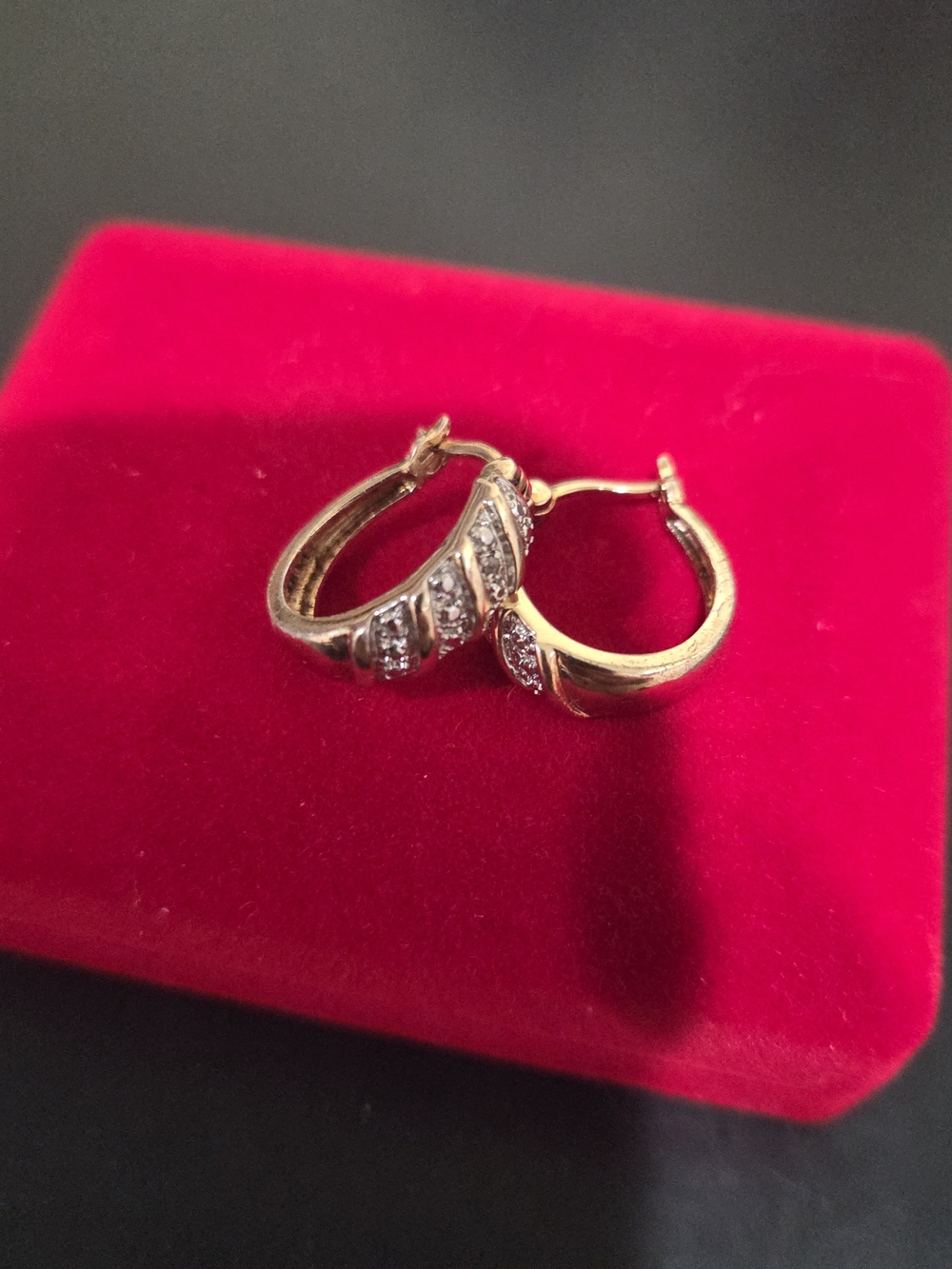 Gold Hoop Earrings with Crystal Accents - Women Jewelry